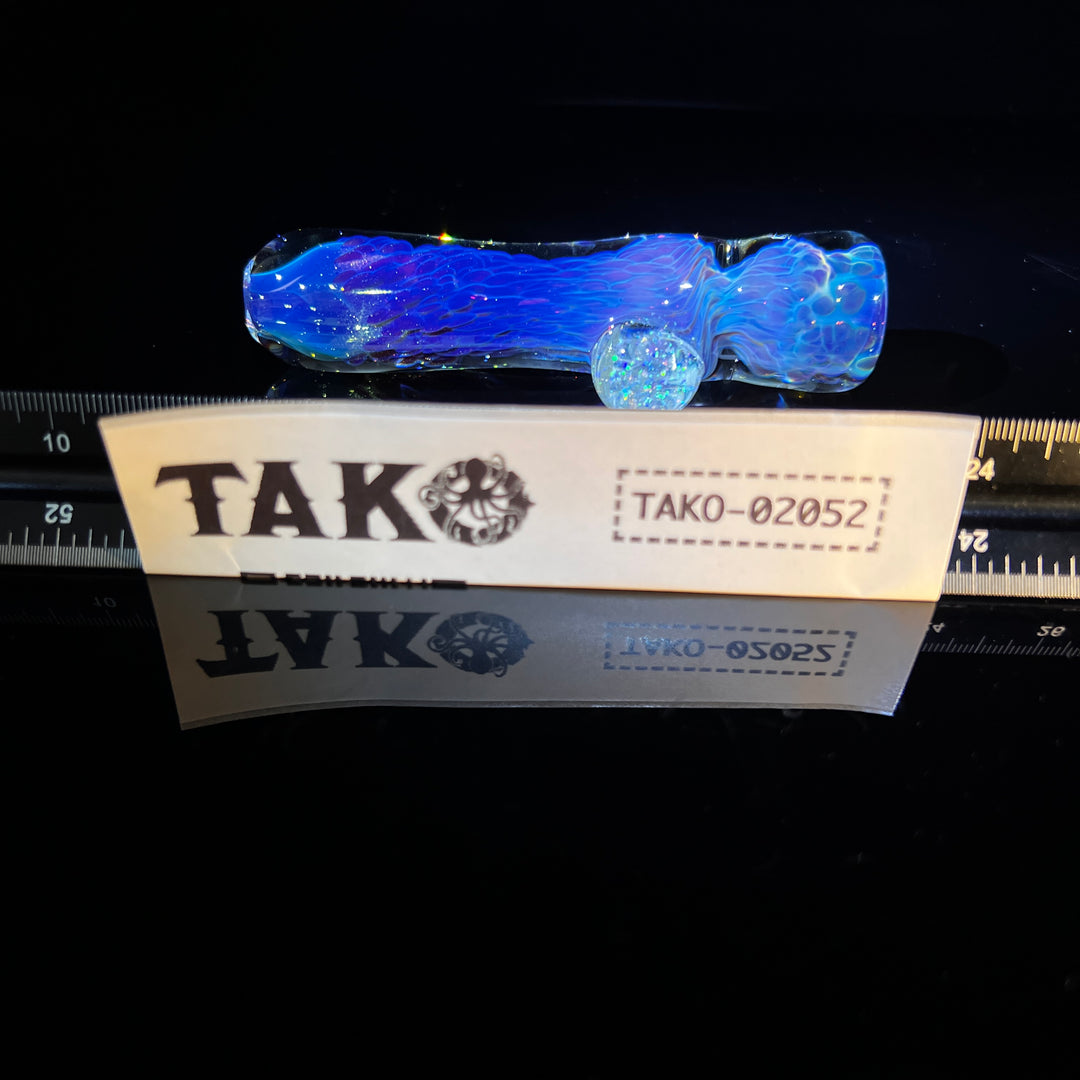 Purple Nebula Chillum with Crushed Opal Marble Glass Pipe Tako Glass   