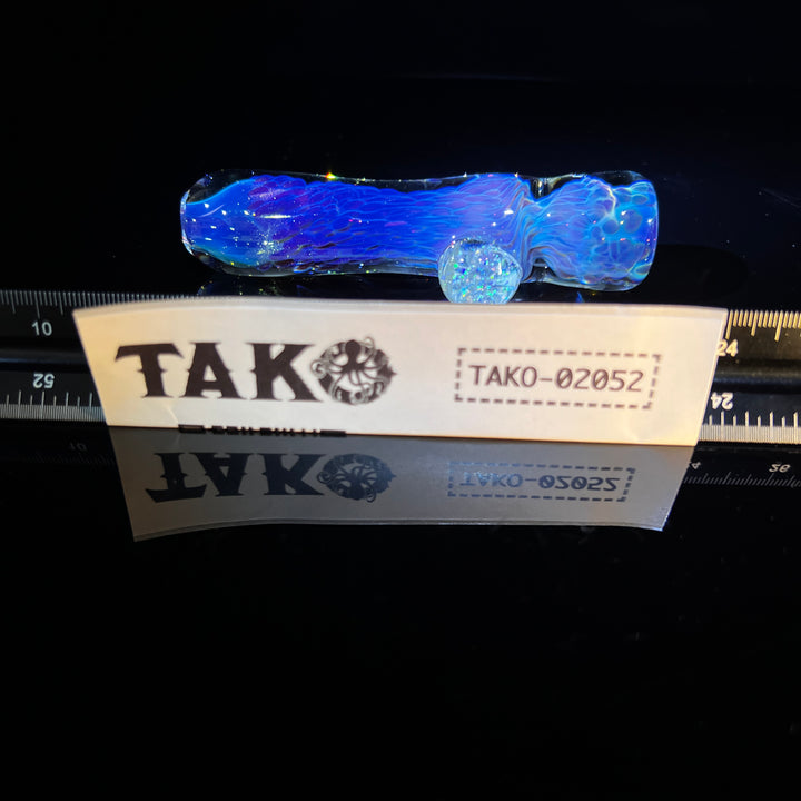 Purple Nebula Chillum with Crushed Opal Marble Glass Pipe Tako Glass   