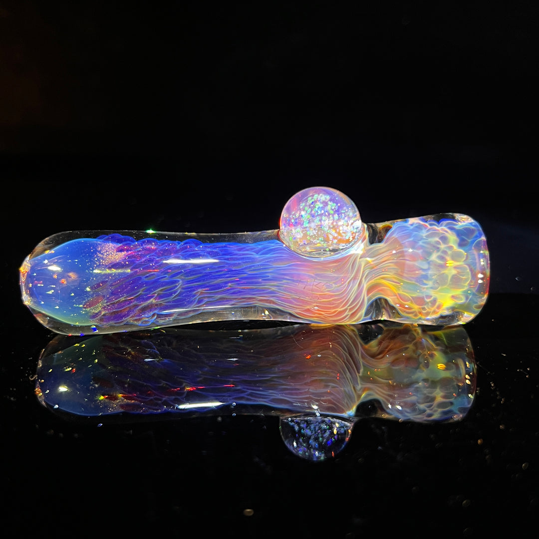 Purple Nebula Chillum with Crushed Opal Marble Glass Pipe Tako Glass   