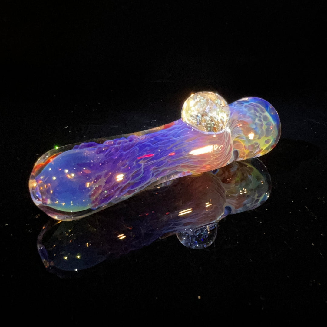 Purple Nebula Chillum with Crushed Opal Marble Glass Pipe Tako Glass   