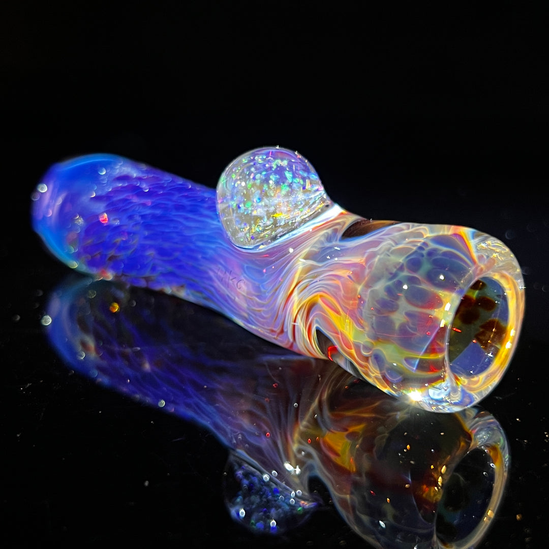 Purple Nebula Chillum with Crushed Opal Marble Glass Pipe Tako Glass   