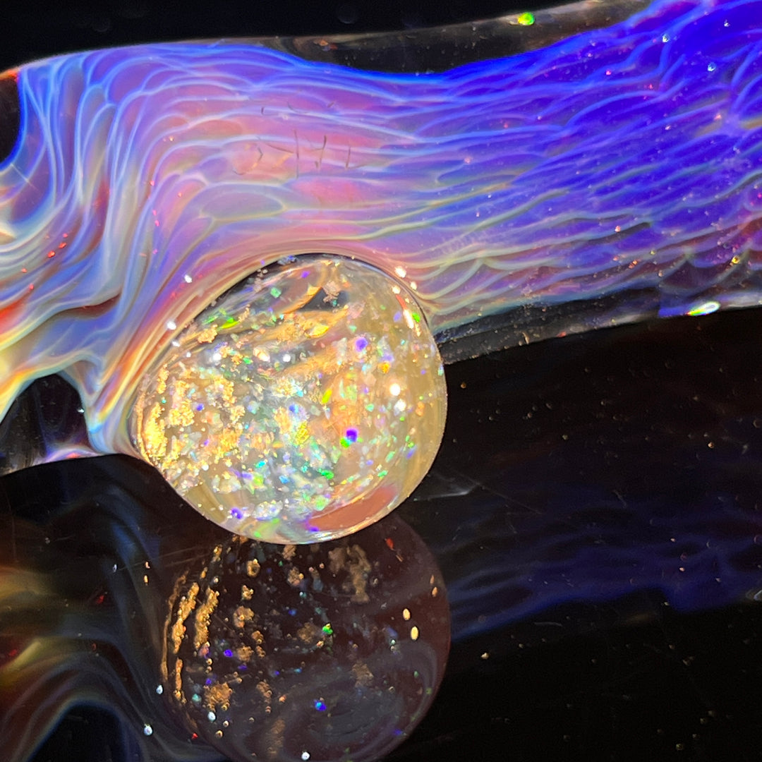 Purple Nebula Chillum with Crushed Opal Marble Glass Pipe Tako Glass   