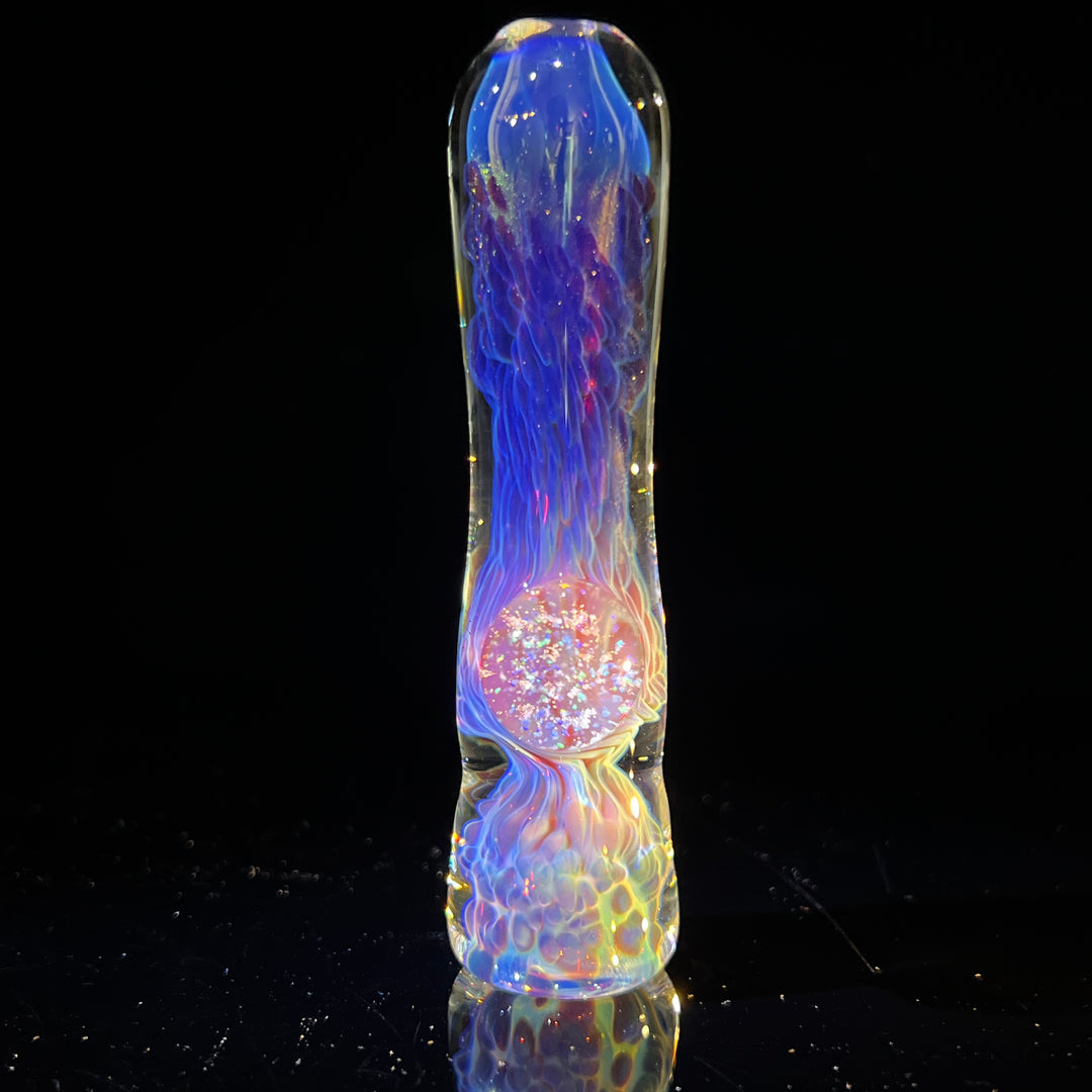 Purple Nebula Chillum with Crushed Opal Marble Glass Pipe Tako Glass   