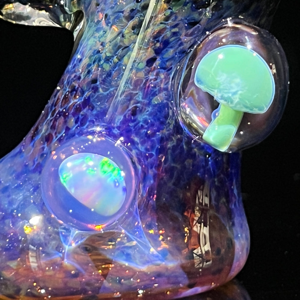 Purple Magic Mushroom Opal Sherlock Bubbler Glass Pipe Beezy Glass   