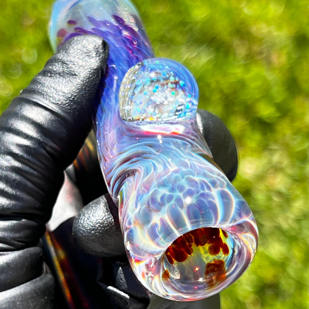 Purple Nebula Chillum with Crushed Opal Marble Glass Pipe Tako Glass   