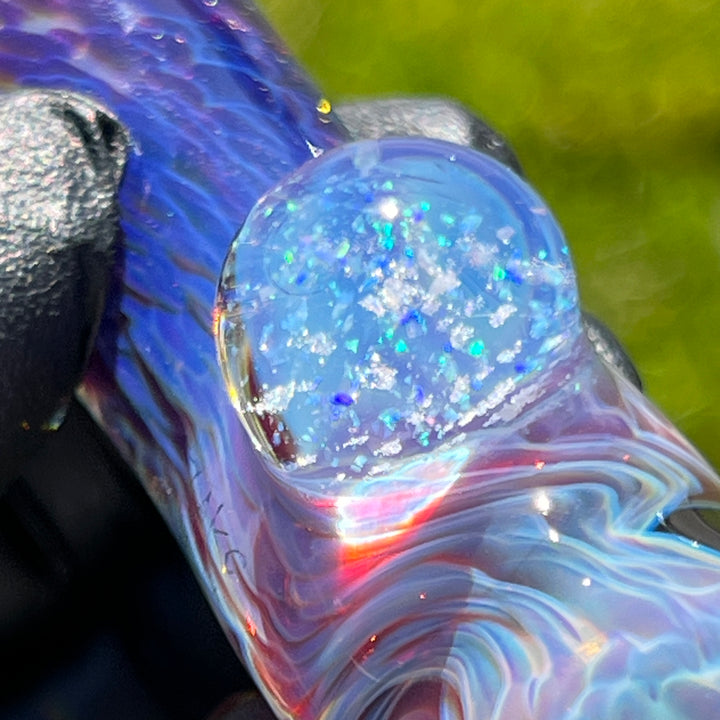 Purple Nebula Chillum with Crushed Opal Marble Glass Pipe Tako Glass   