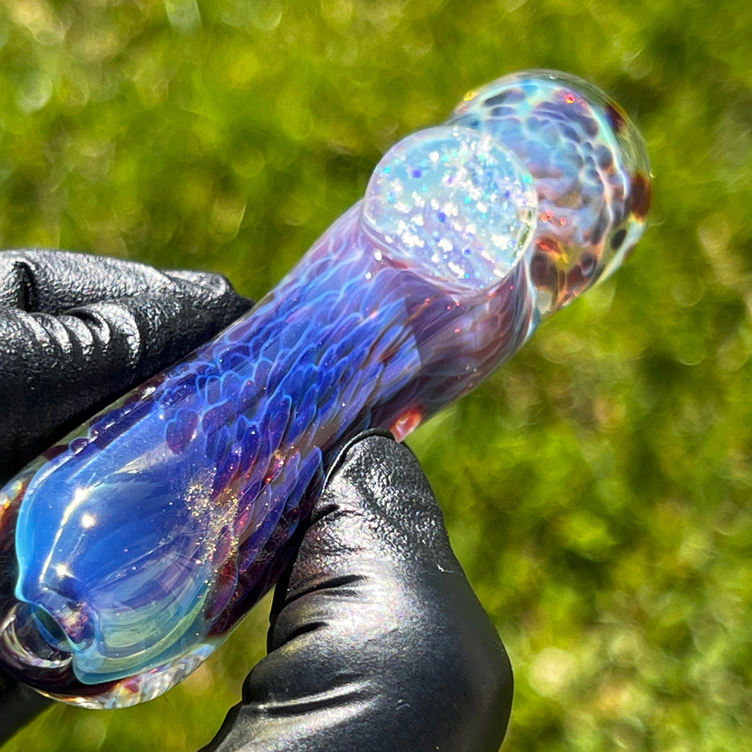 Purple Nebula Chillum with Crushed Opal Marble Glass Pipe Tako Glass   