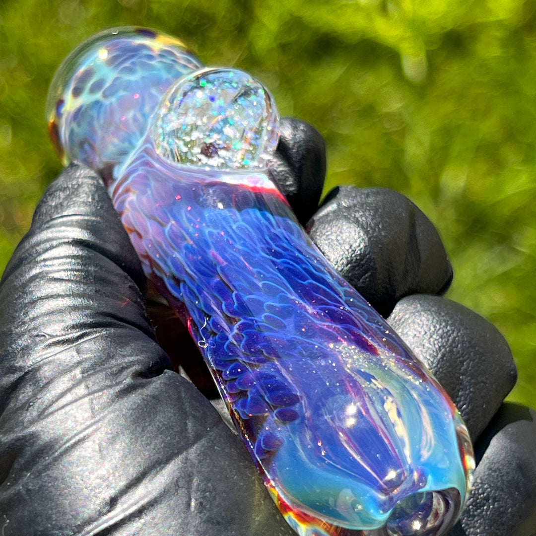 Purple Nebula Chillum with Crushed Opal Marble Glass Pipe Tako Glass   