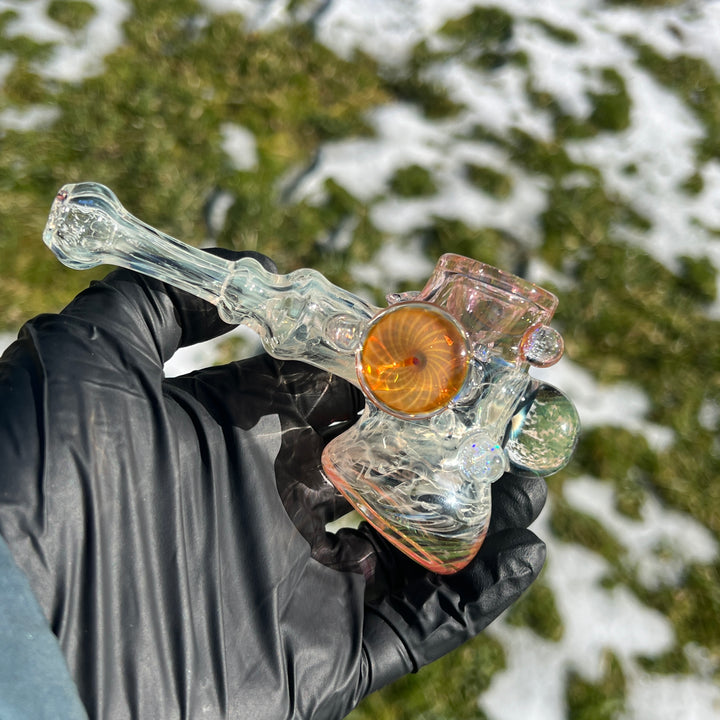 Gold Fumed Marbled Hammer Glass Pipe Sugar Shack