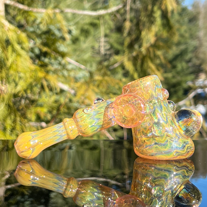 Gold Fumed Marbled Hammer Glass Pipe Sugar Shack