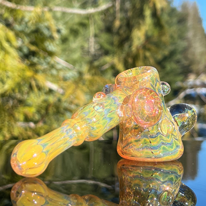 Gold Fumed Marbled Hammer Glass Pipe Sugar Shack