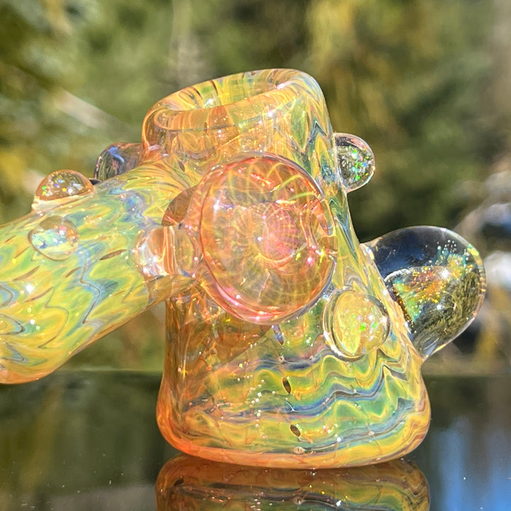 Gold Fumed Marbled Hammer Glass Pipe Sugar Shack