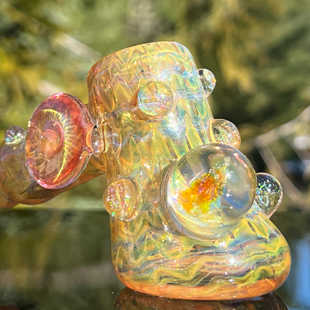 Gold Fumed Marbled Hammer Glass Pipe Sugar Shack