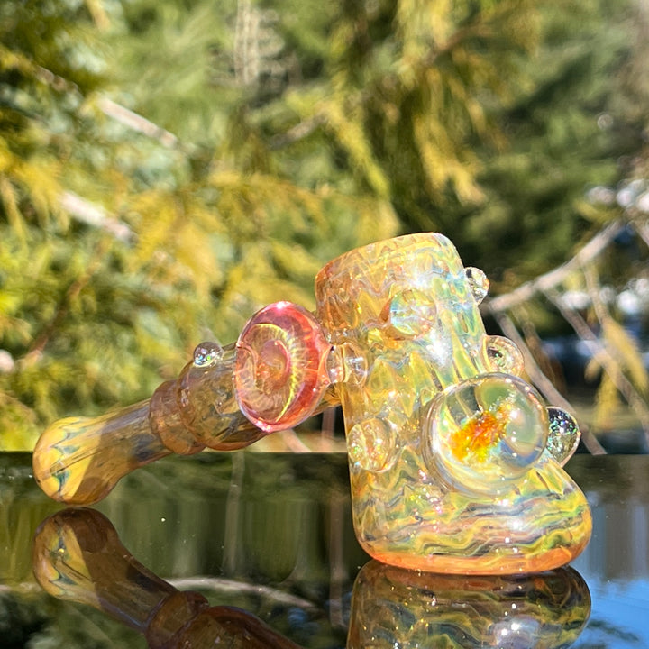 Gold Fumed Marbled Hammer Glass Pipe Sugar Shack