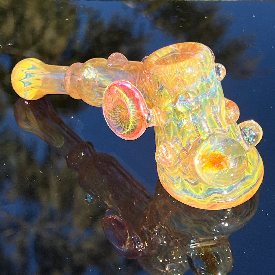 Gold Fumed Marbled Hammer Glass Pipe Sugar Shack