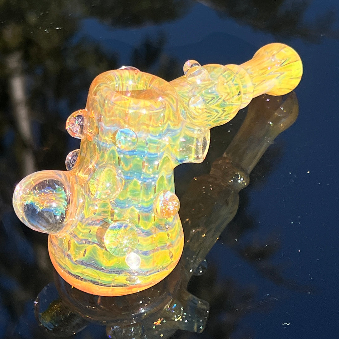 Gold Fumed Marbled Hammer Glass Pipe Sugar Shack