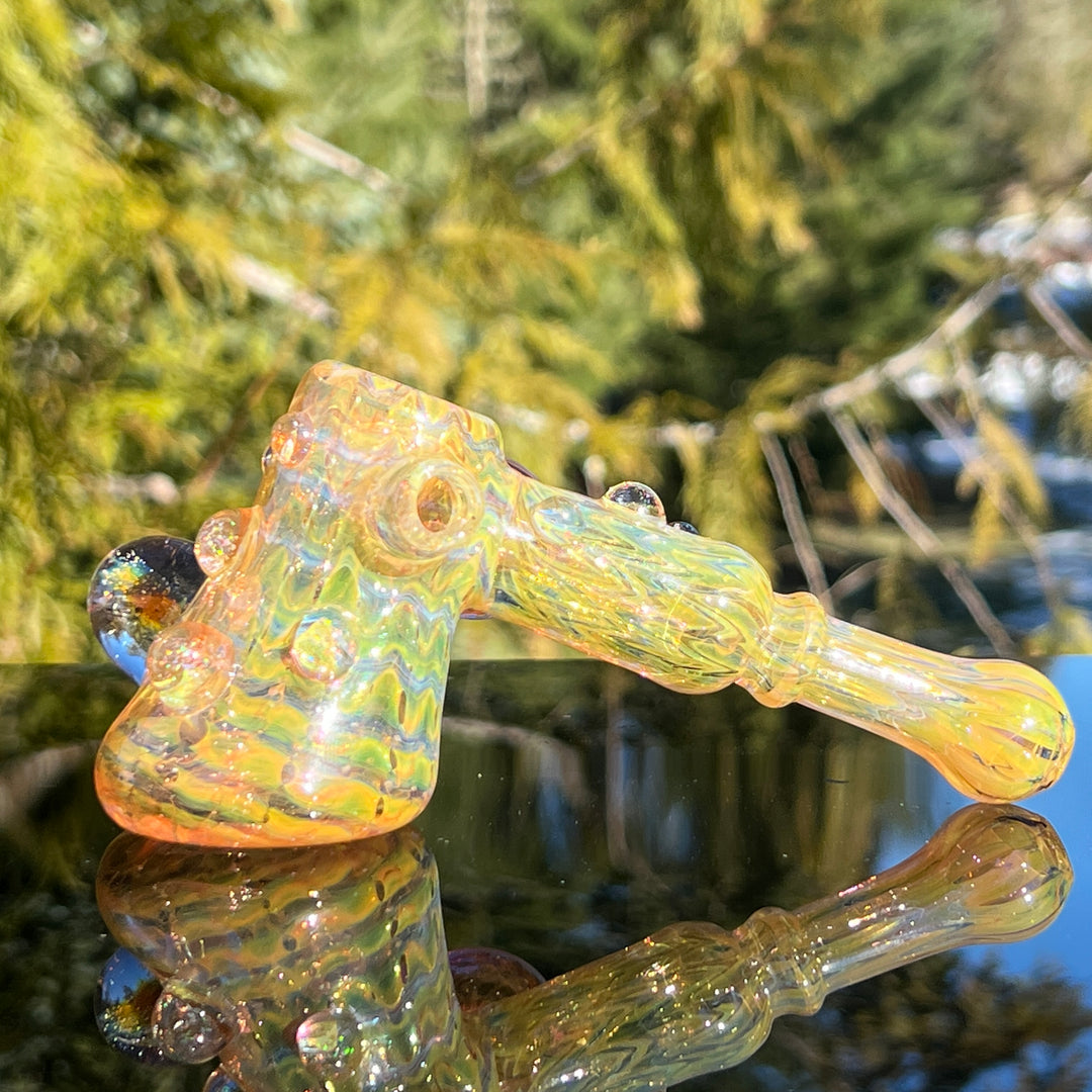 Gold Fumed Marbled Hammer Glass Pipe Sugar Shack