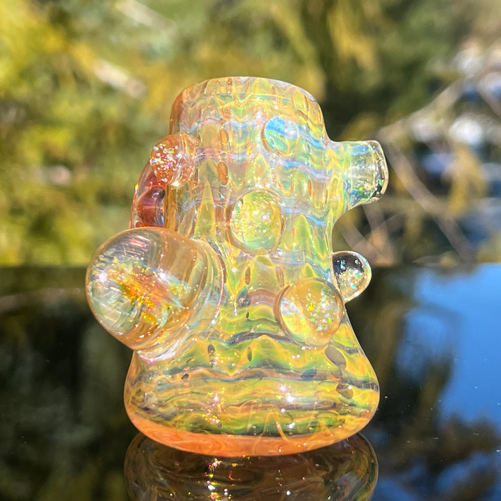 Gold Fumed Marbled Hammer Glass Pipe Sugar Shack