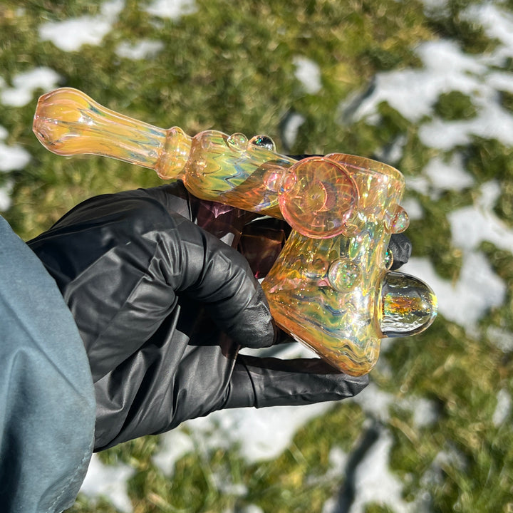 Gold Fumed Marbled Hammer Glass Pipe Sugar Shack