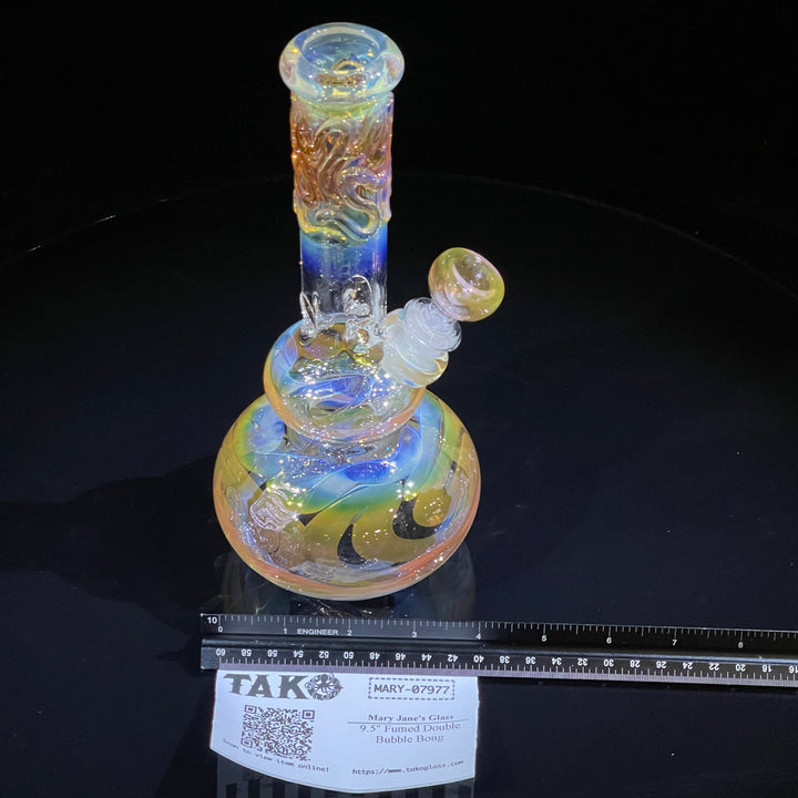 9.5" Fumed Double Bubble Bong Glass Pipe Mary Jane's Glass