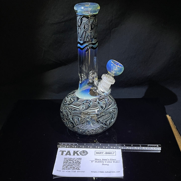 8" Bubble Color Rake Bong Glass Pipe Mary Jane's Glass