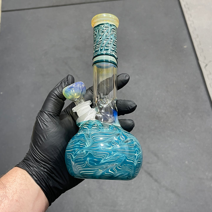 8" Bubble Color Rake Bong Glass Pipe Mary Jane's Glass