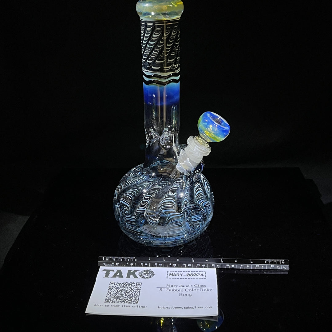 8" Bubble Color Rake Bong Glass Pipe Mary Jane's Glass