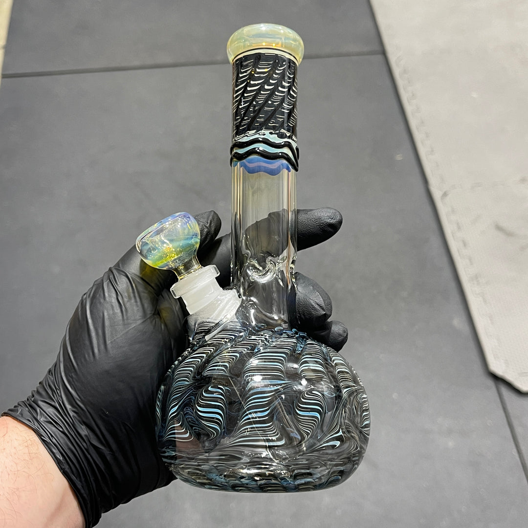 8" Bubble Color Rake Bong Glass Pipe Mary Jane's Glass