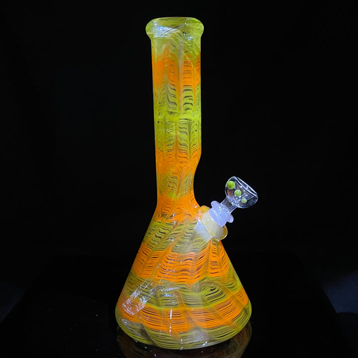 11" Orange Koi Beaker Bong Glass Pipe Mary Jane's Glass