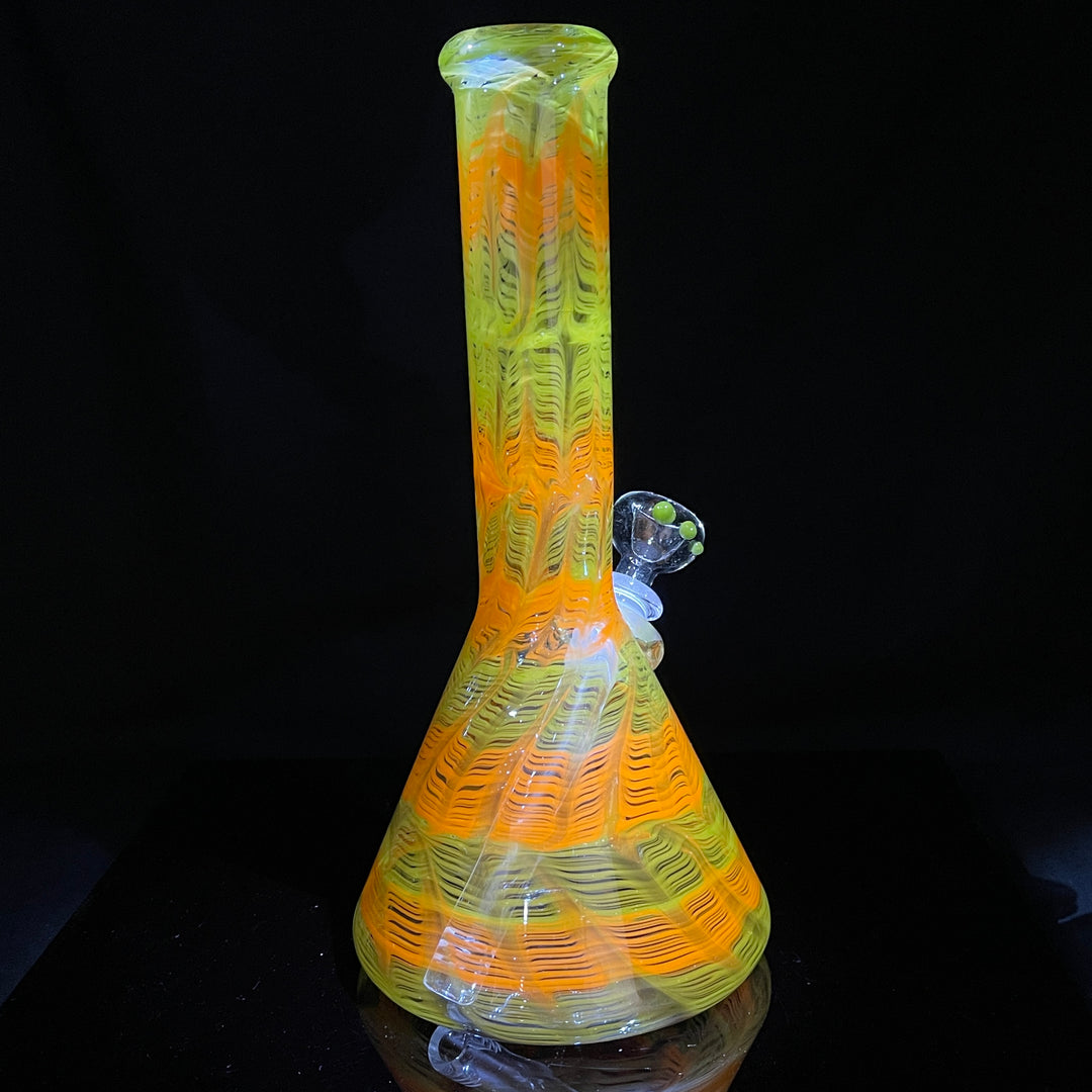 11" Orange Koi Beaker Bong Glass Pipe Mary Jane's Glass