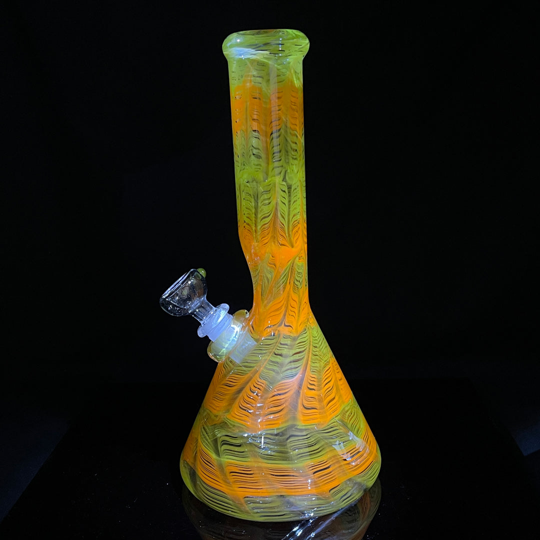 11" Orange Koi Beaker Bong Glass Pipe Mary Jane's Glass