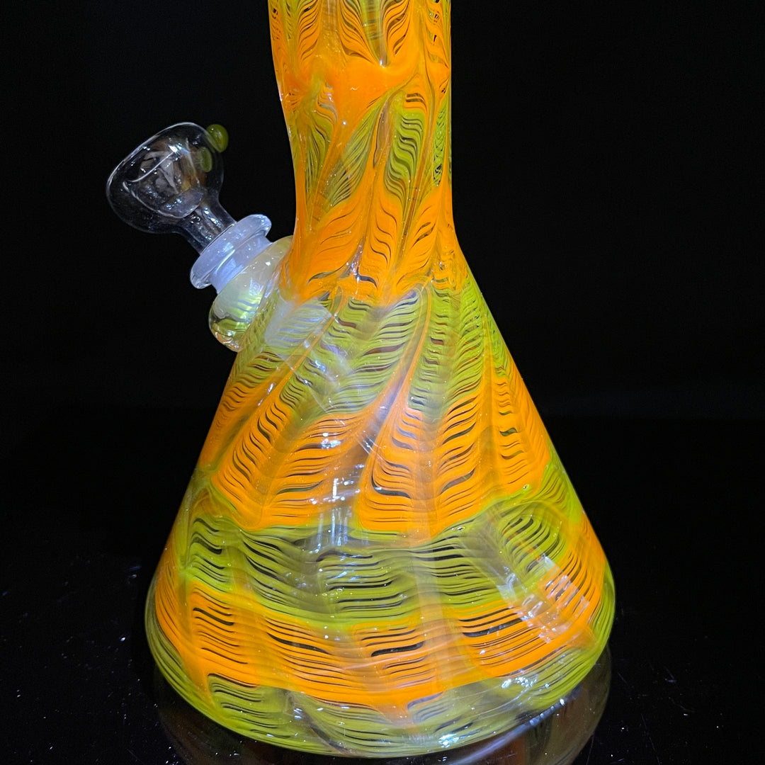 11" Orange Koi Beaker Bong Glass Pipe Mary Jane's Glass