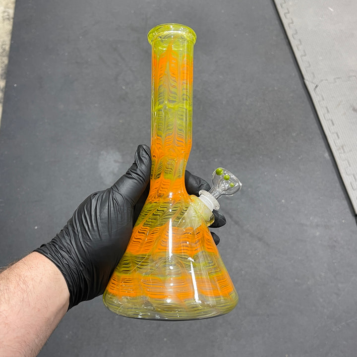 11" Orange Koi Beaker Bong Glass Pipe Mary Jane's Glass