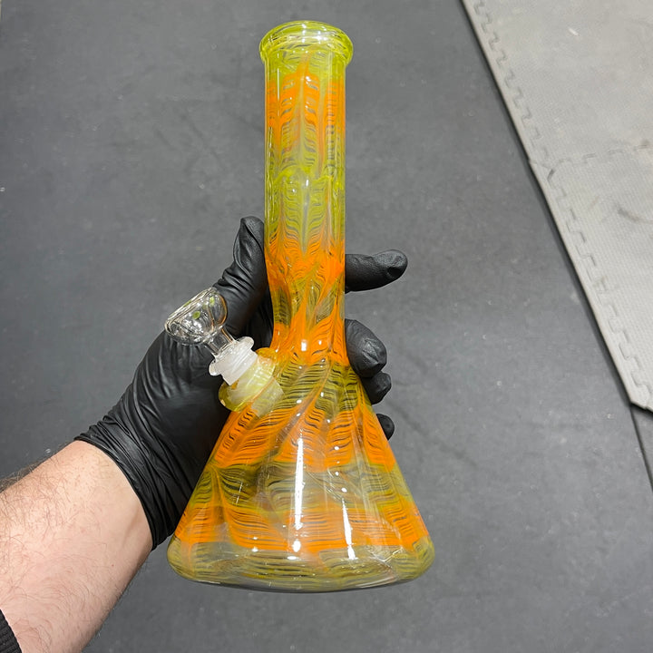 11" Orange Koi Beaker Bong Glass Pipe Mary Jane's Glass