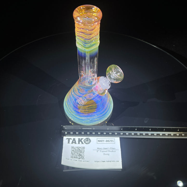 8" Fumed Beaker Bong Glass Pipe Mary Jane's Glass