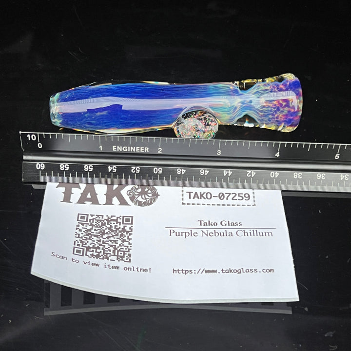 Purple Nebula Crushed Opal Marble Chillum Glass Pipe Tako Glass   