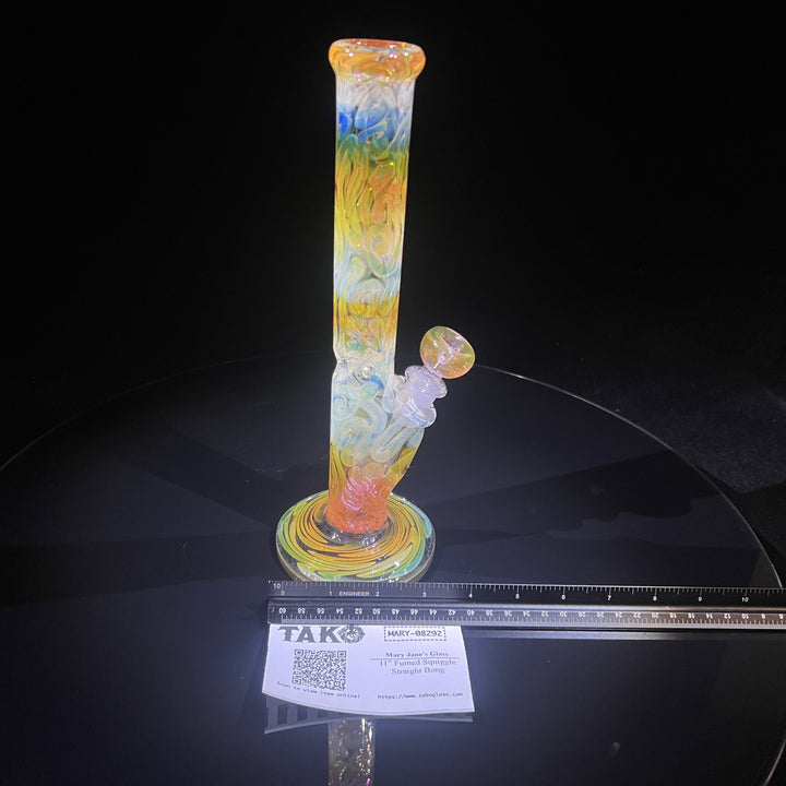 11" Fumed Squiggle Straight Bong Glass Pipe Mary Jane's Glass