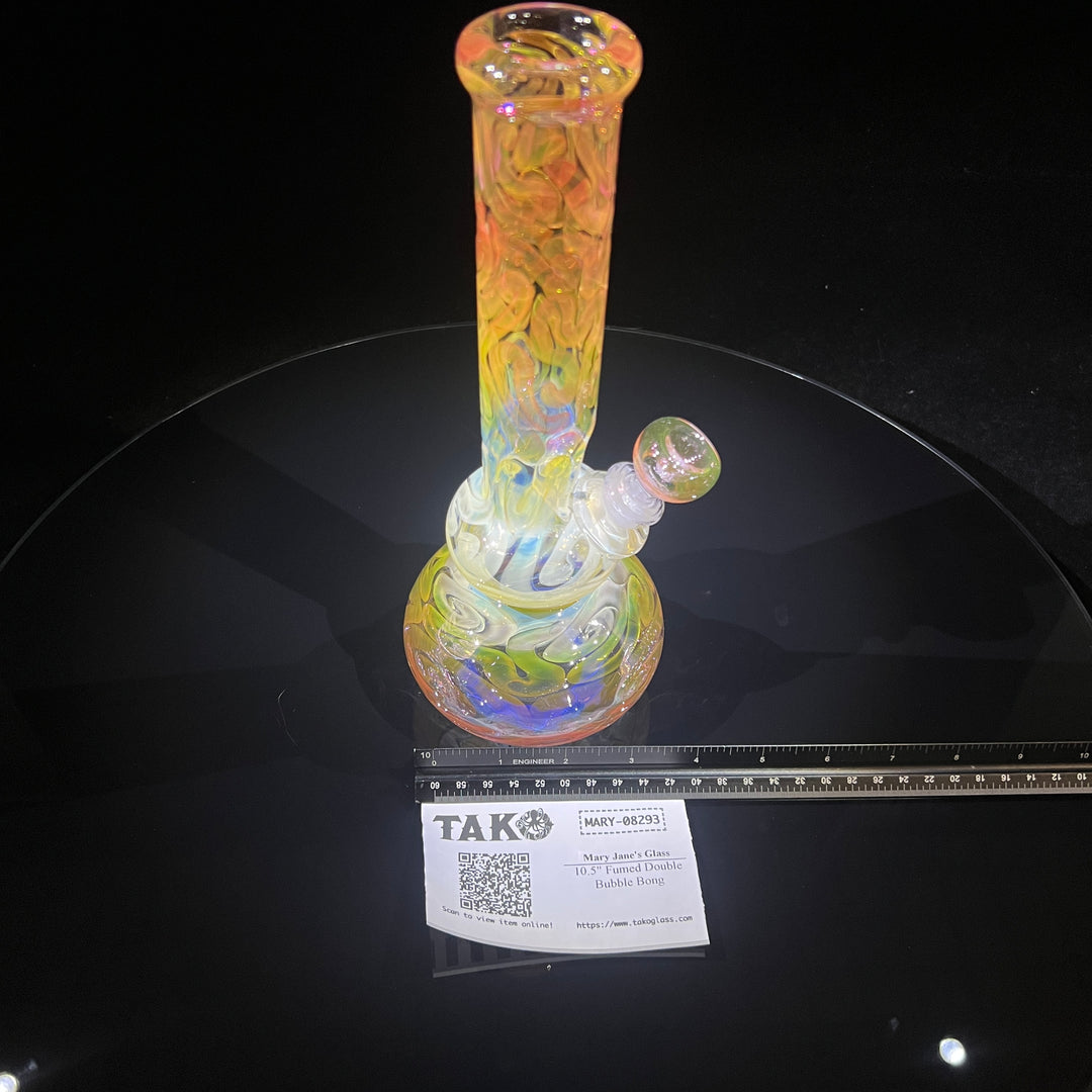 10.5" Fumed Double Bubble Bong Glass Pipe Mary Jane's Glass