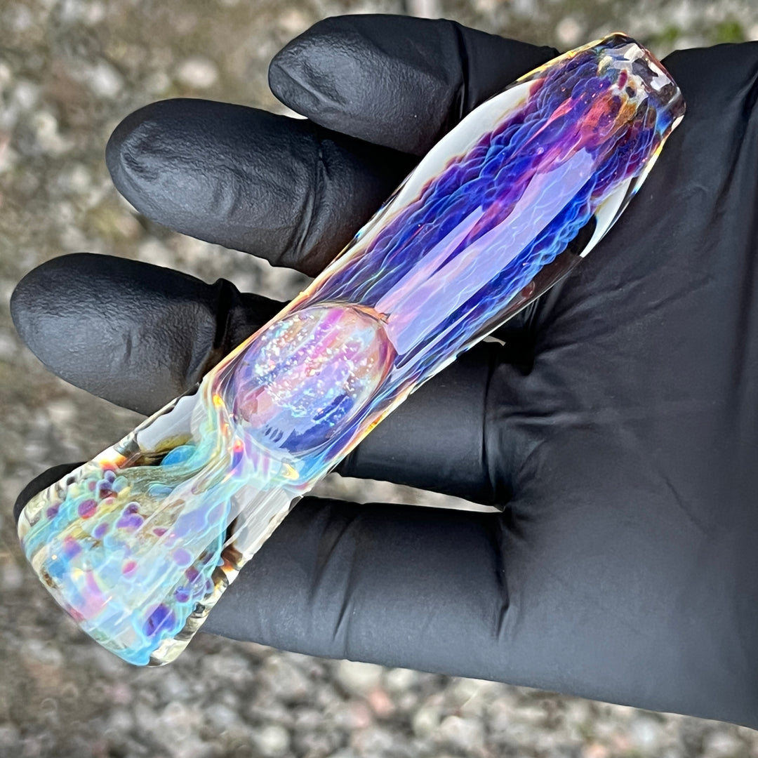 Purple Ghost Crushed Opal Marble Chillum Glass Pipe Tako Glass   