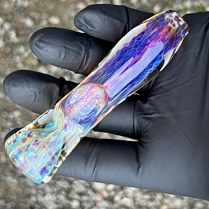 Purple Ghost Crushed Opal Marble Chillum Glass Pipe Tako Glass   