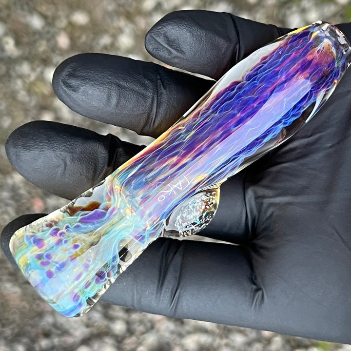 Purple Ghost Crushed Opal Marble Chillum Glass Pipe Tako Glass   