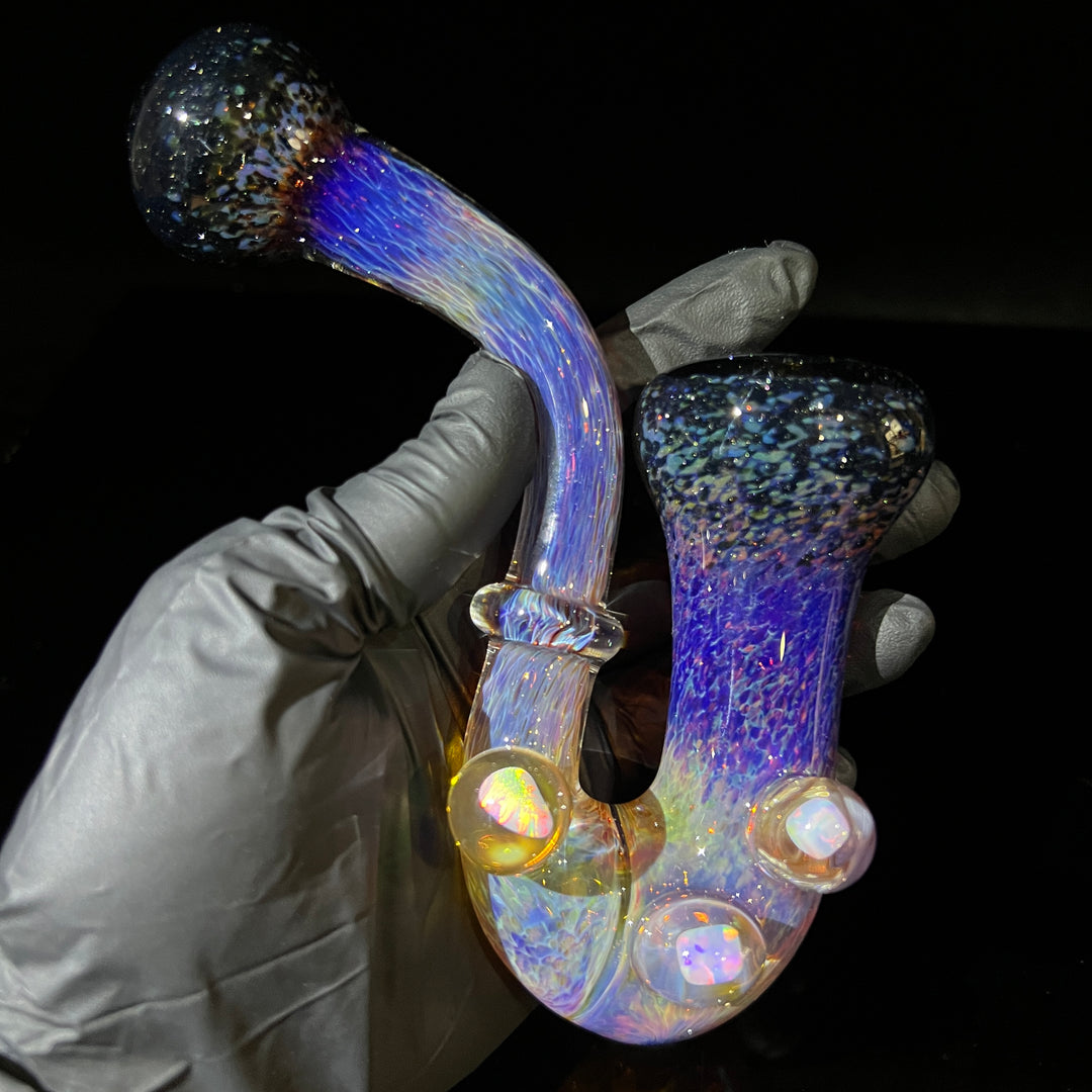 Purple Magic Triple Opal Sherlock Glass Pipe Beezy Glass   