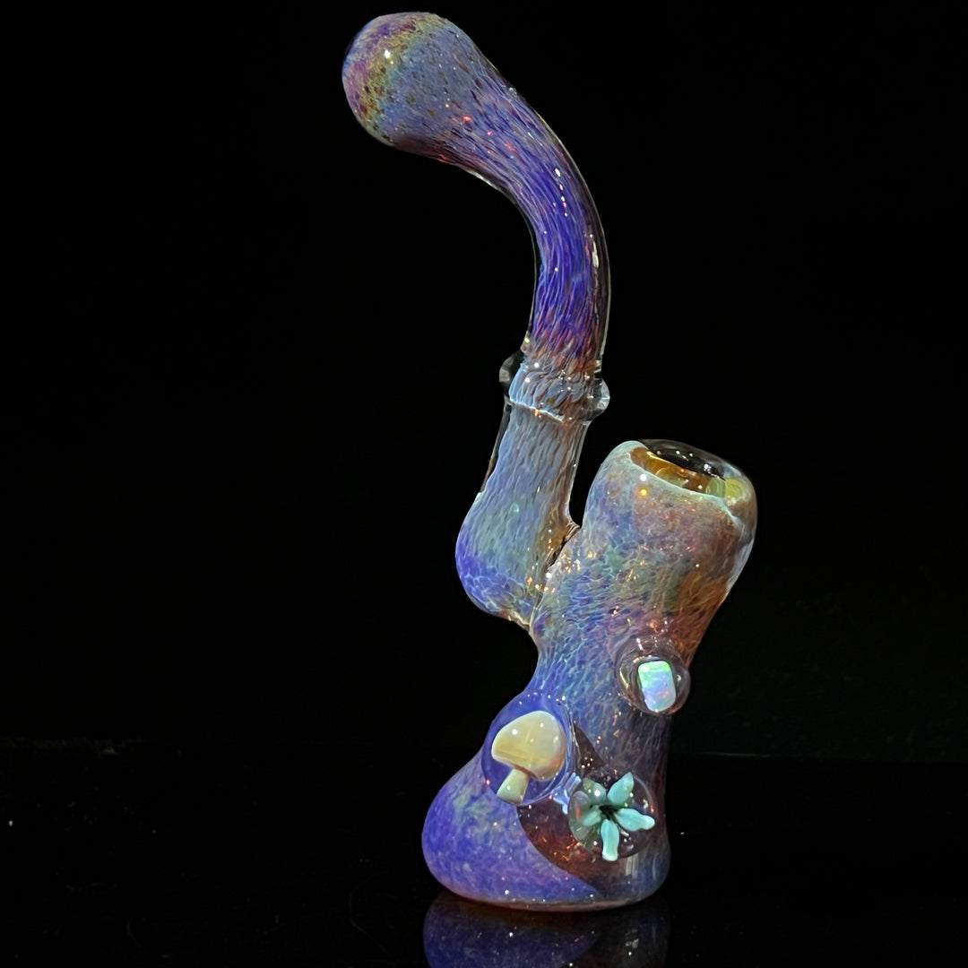 Purple Magic Mushroom Opal Sherlock Bubbler Glass Pipe Beezy Glass   