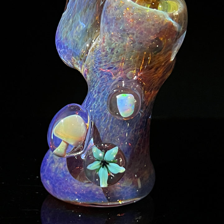 Purple Magic Mushroom Opal Sherlock Bubbler Glass Pipe Beezy Glass   