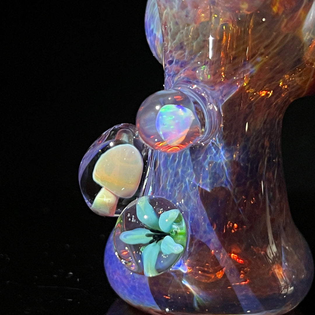 Purple Magic Mushroom Opal Sherlock Bubbler Glass Pipe Beezy Glass   