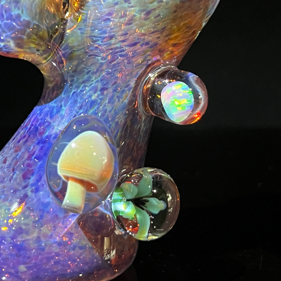 Purple Magic Mushroom Opal Sherlock Bubbler Glass Pipe Beezy Glass   