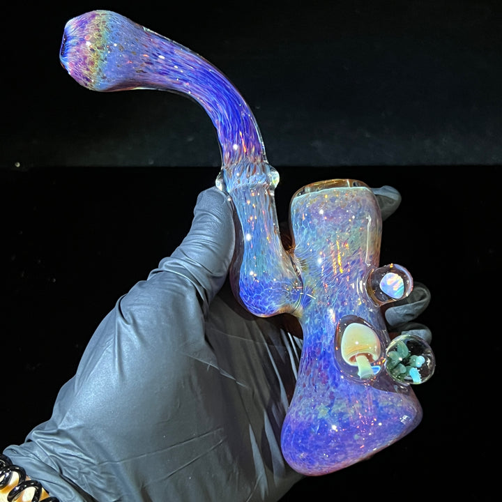 Purple Magic Mushroom Opal Sherlock Bubbler Glass Pipe Beezy Glass   