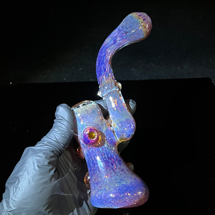 Purple Magic Mushroom Opal Sherlock Bubbler Glass Pipe Beezy Glass   