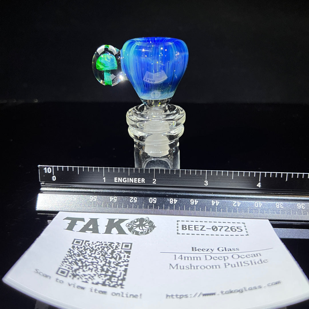 14mm Deep Ocean Mushroom PullSlide Accessory Beezy Glass   