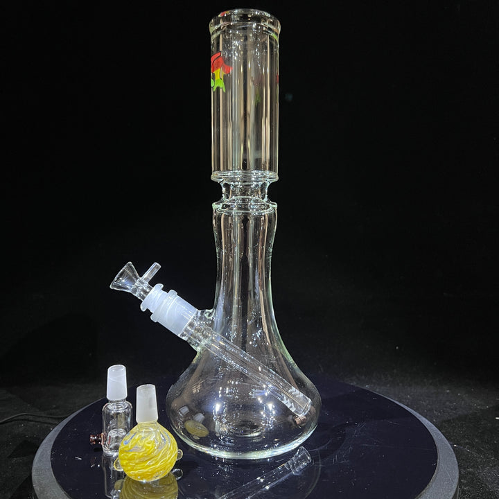 Solid Glass 12" Beaker Bong + Pullslide Combo Glass Pipe Solid Glass   